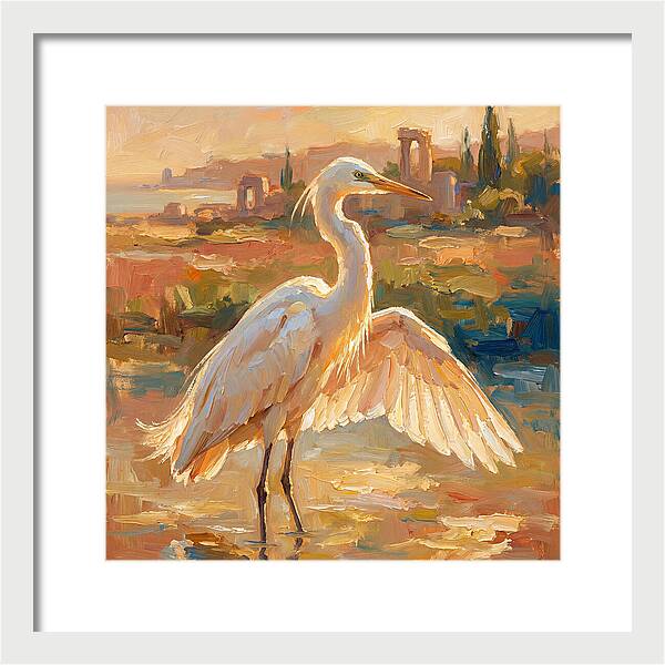 Majestic Egret In The Mediterranean