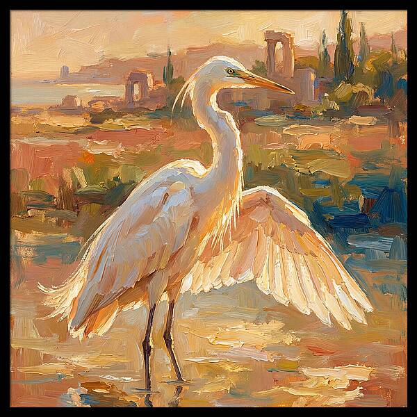 Majestic Egret In The Mediterranean