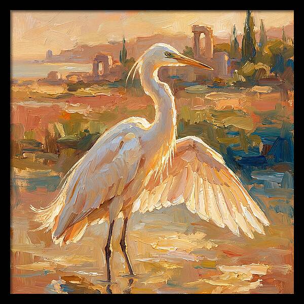 Majestic Egret In The Mediterranean