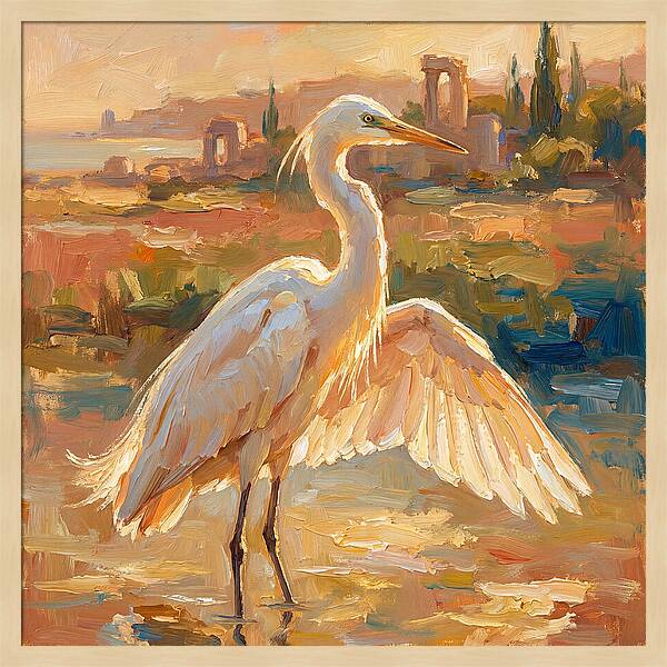 Majestic Egret In The Mediterranean