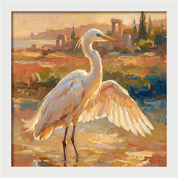 Majestic Egret In The Mediterranean