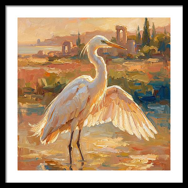 Majestic Egret In The Mediterranean