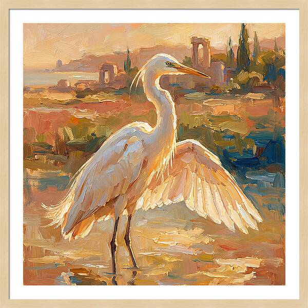 Majestic Egret In The Mediterranean