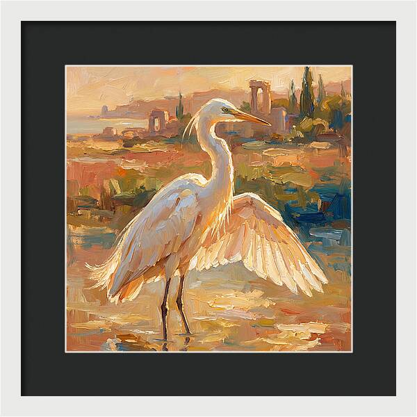 Majestic Egret In The Mediterranean