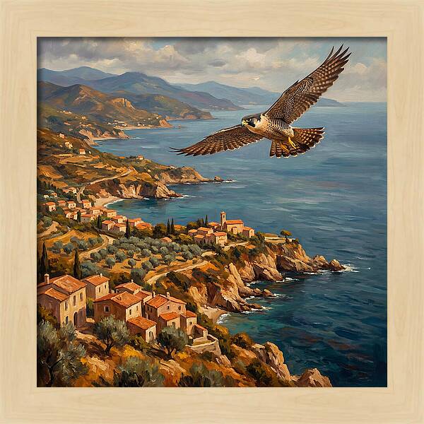 Majestic Falcon Over Mediterranean Coast