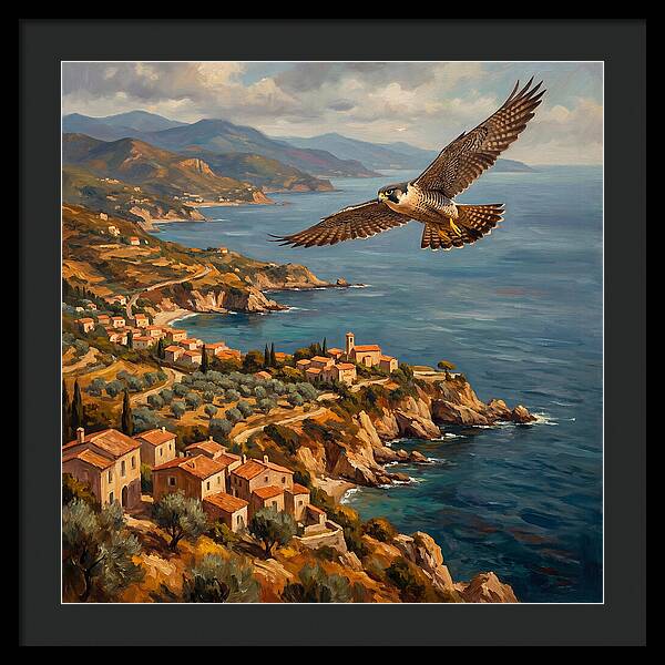 Majestic Falcon Over Mediterranean Coast