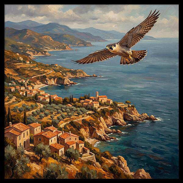 Majestic Falcon Over Mediterranean Coast
