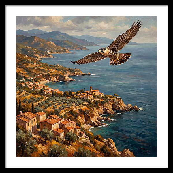 Majestic Falcon Over Mediterranean Coast