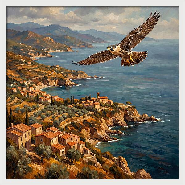 Majestic Falcon Over Mediterranean Coast