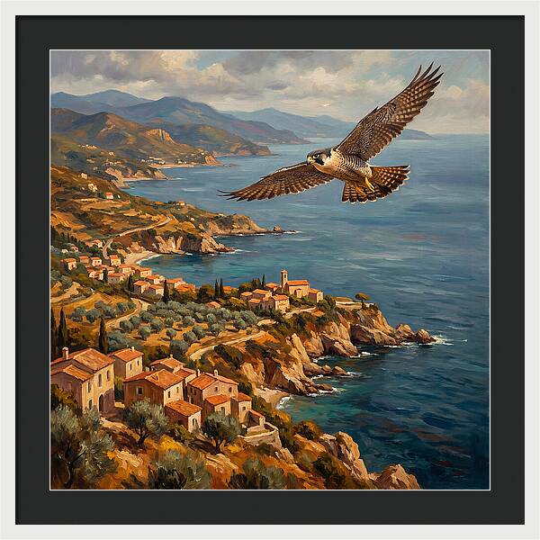 Majestic Falcon Over Mediterranean Coast