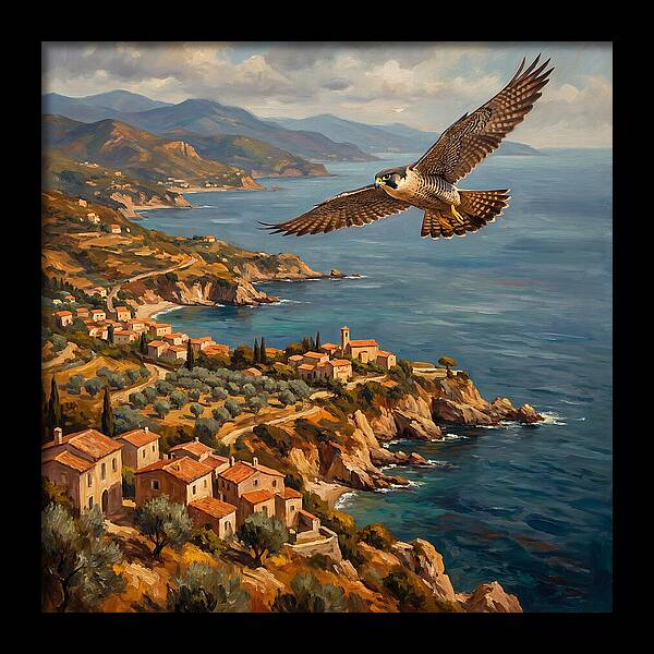 Majestic Falcon Over Mediterranean Coast