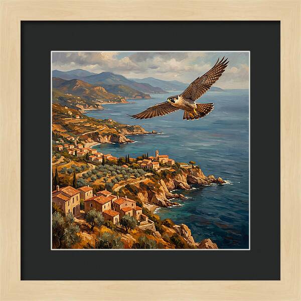 Majestic Falcon Over Mediterranean Coast
