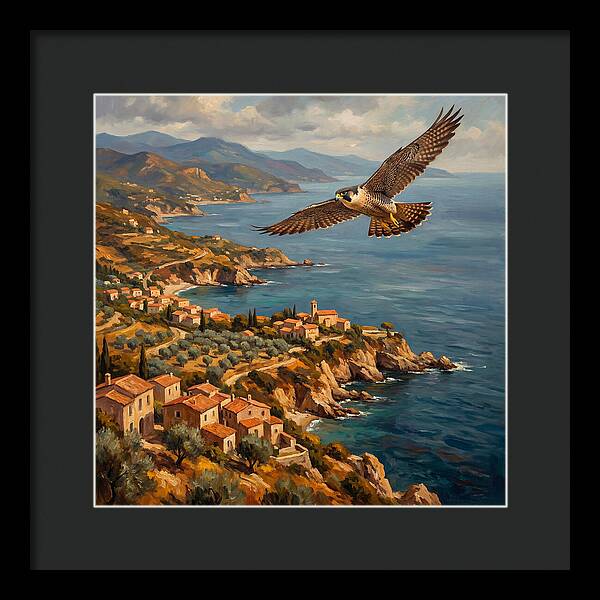 Majestic Falcon Over Mediterranean Coast