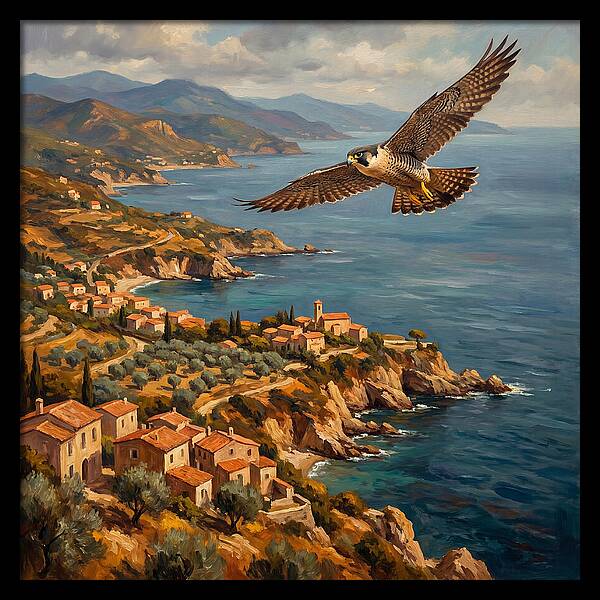 Majestic Falcon Over Mediterranean Coast