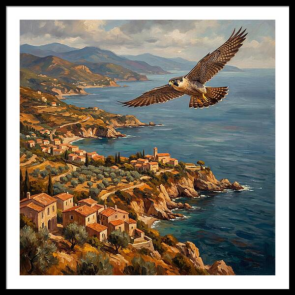 Majestic Falcon Over Mediterranean Coast
