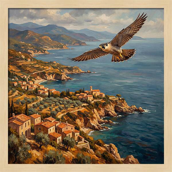 Majestic Falcon Over Mediterranean Coast