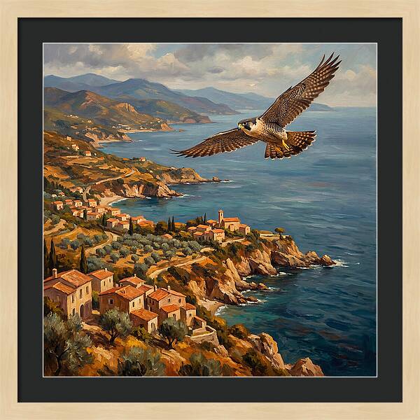 Majestic Falcon Over Mediterranean Coast