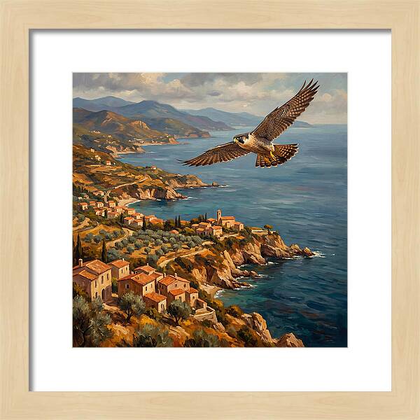 Majestic Falcon Over Mediterranean Coast