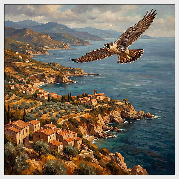 Majestic Falcon Over Mediterranean Coast