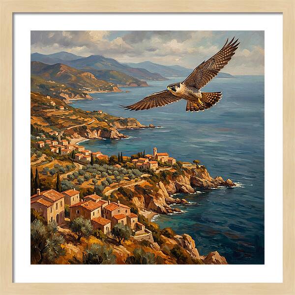 Majestic Falcon Over Mediterranean Coast