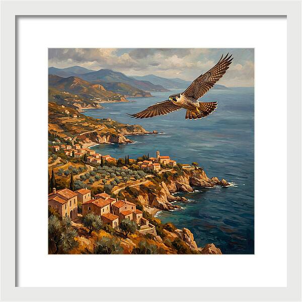 Majestic Falcon Over Mediterranean Coast