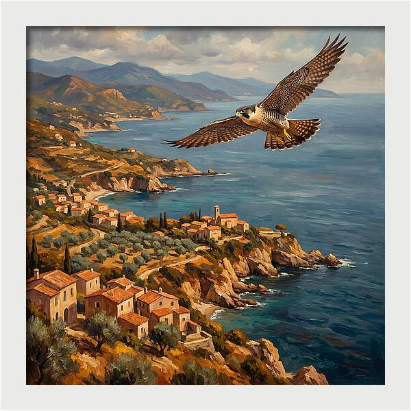 Majestic Falcon Over Mediterranean Coast