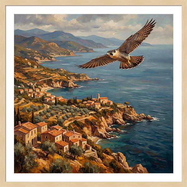 Majestic Falcon Over Mediterranean Coast