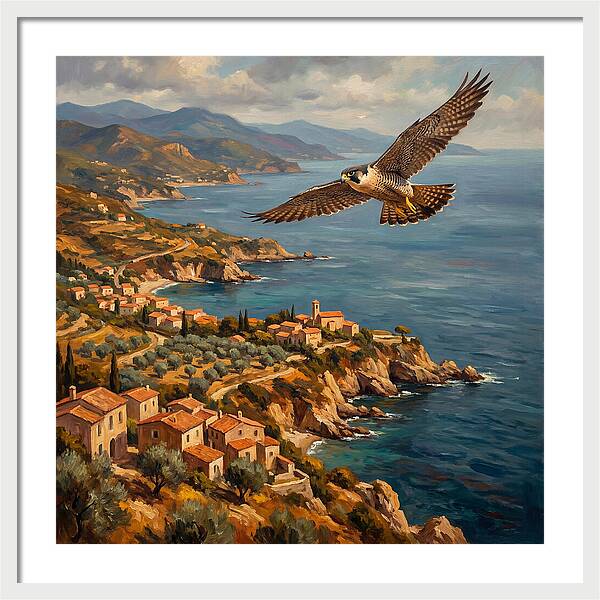 Majestic Falcon Over Mediterranean Coast