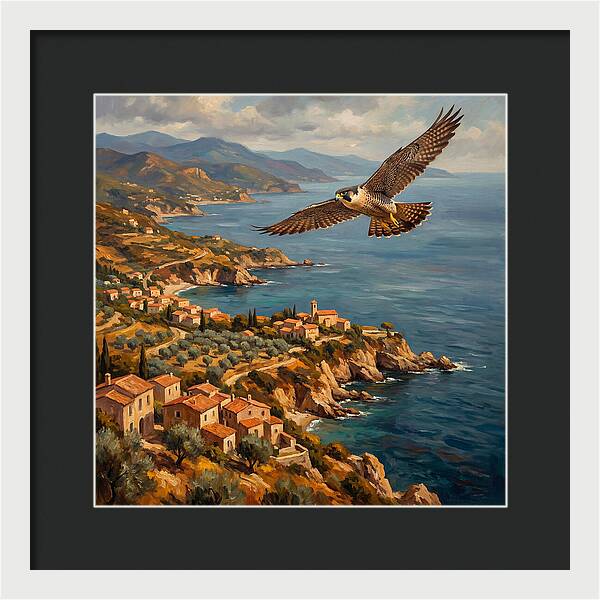 Majestic Falcon Over Mediterranean Coast