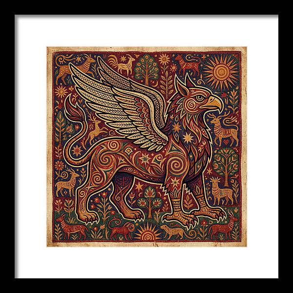 Majestic Griffin In Folk Art Style