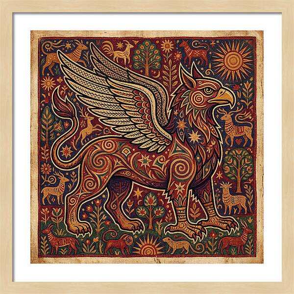 Majestic Griffin In Folk Art Style