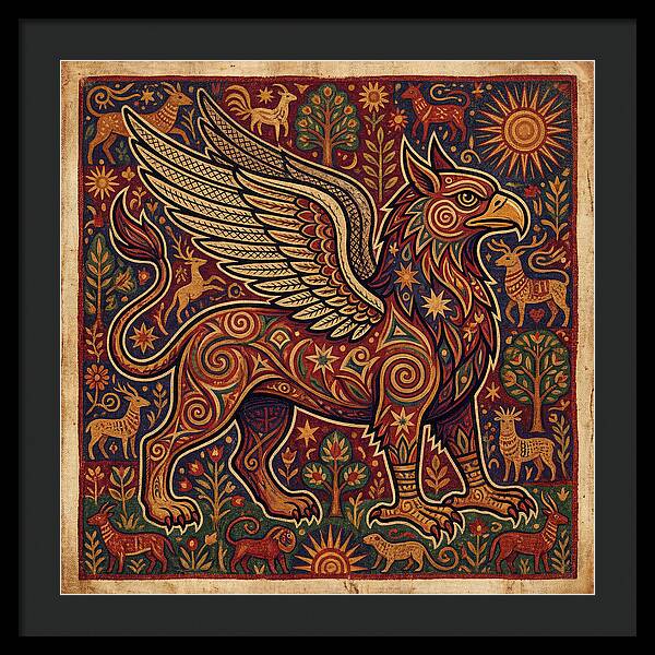 Majestic Griffin In Folk Art Style