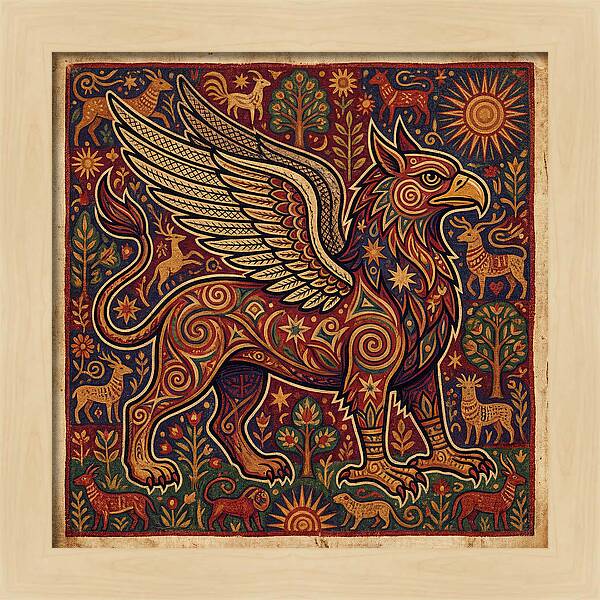 Majestic Griffin In Folk Art Style