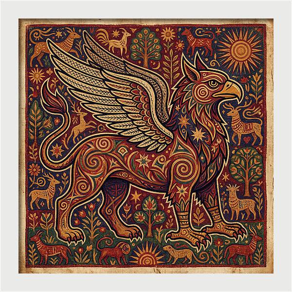Majestic Griffin In Folk Art Style