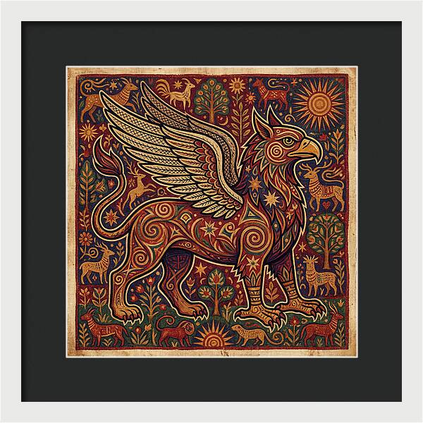 Majestic Griffin In Folk Art Style