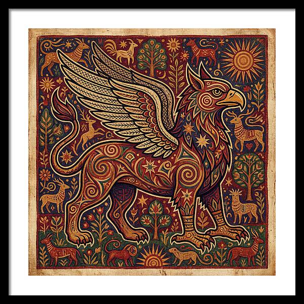 Majestic Griffin In Folk Art Style