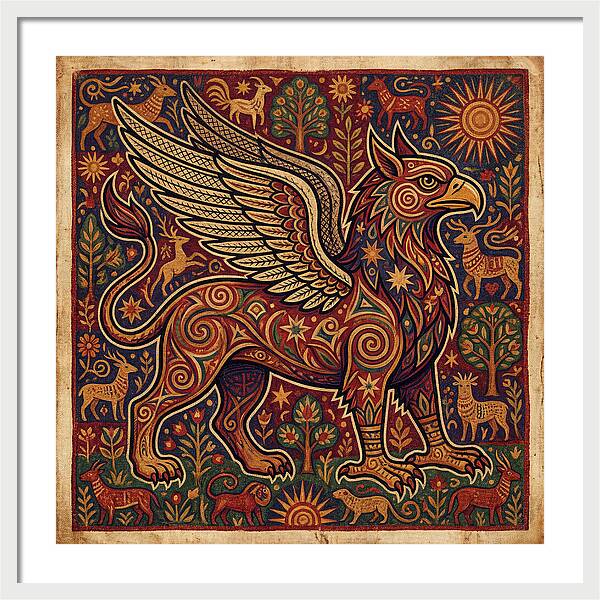 Majestic Griffin In Folk Art Style