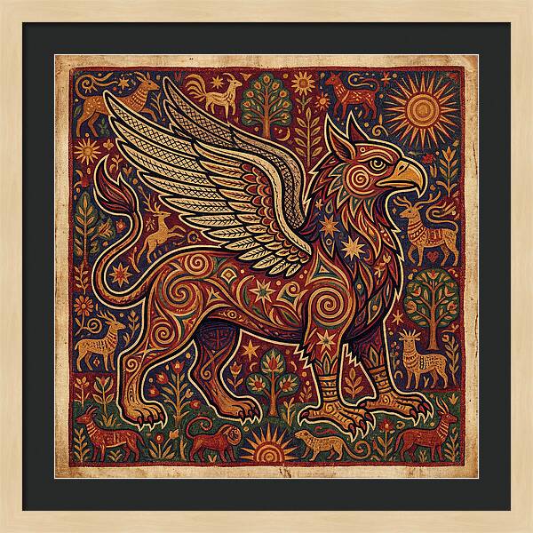 Majestic Griffin In Folk Art Style