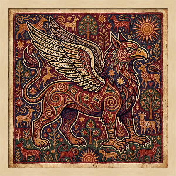 Majestic Griffin In Folk Art Style
