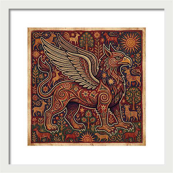 Majestic Griffin In Folk Art Style