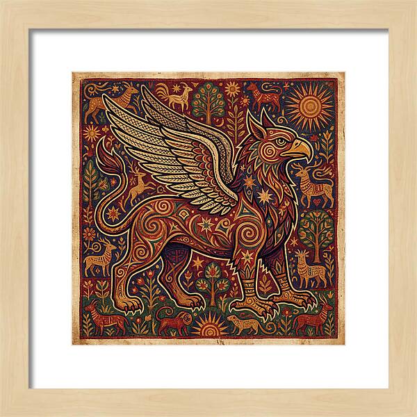 Majestic Griffin In Folk Art Style
