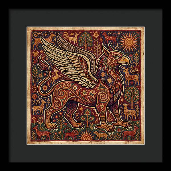 Majestic Griffin In Folk Art Style