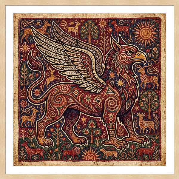 Majestic Griffin In Folk Art Style