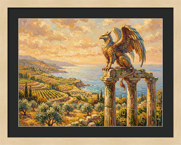 Majestic Griffin Overlooking Coastline