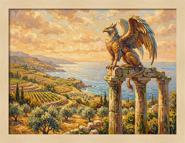 Majestic Griffin Overlooking Coastline