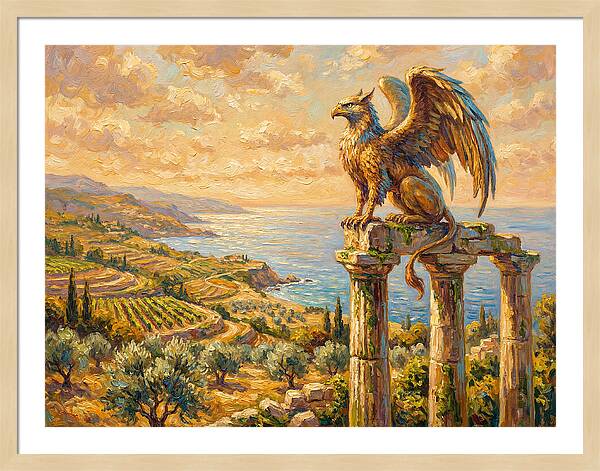 Majestic Griffin Overlooking Coastline