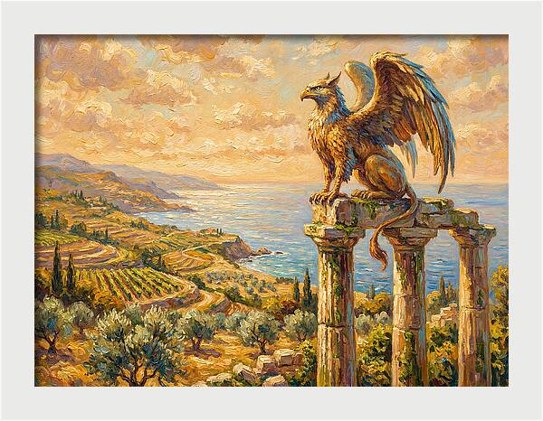 Majestic Griffin Overlooking Coastline