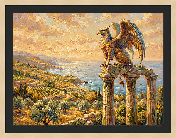 Majestic Griffin Overlooking Coastline