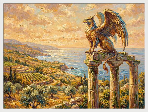 Majestic Griffin Overlooking Coastline