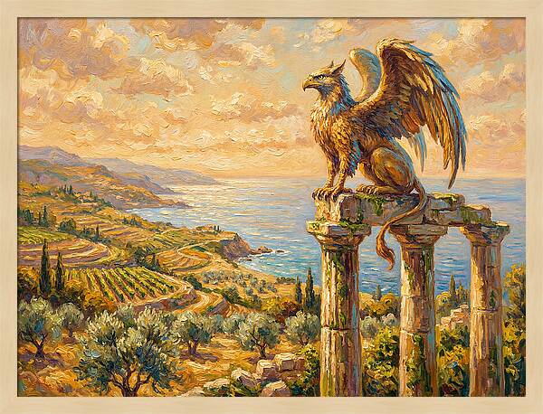 Majestic Griffin Overlooking Coastline